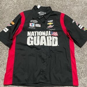 Nascar Dale Earnhardt Jr Offical Pit Button Up Shirt Men‎ XL Black Short Sleeve